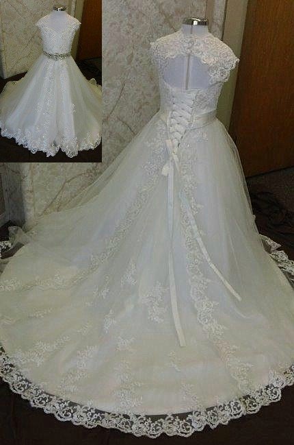 Lace open back flower girl dresses